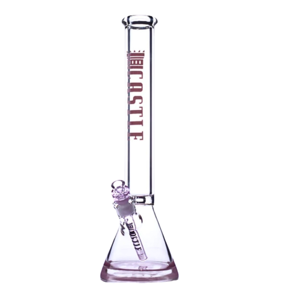 18" 9mm Colour Logo Castle Glass Bong