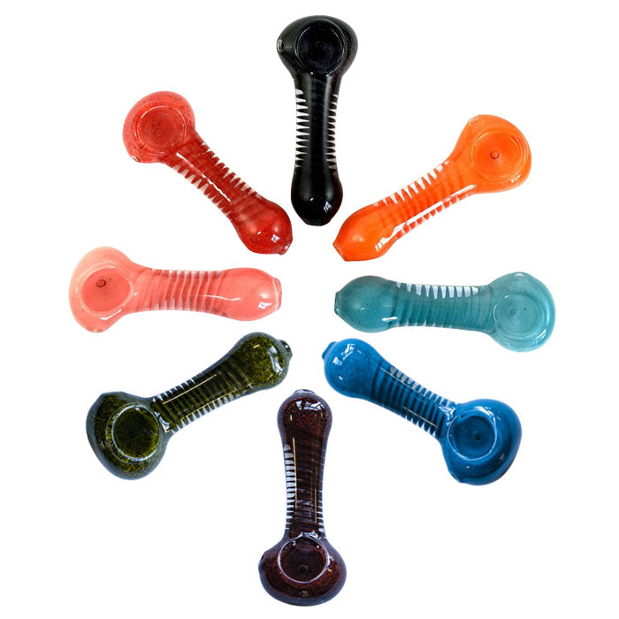 Inside Out Comb Teeth Design Colored Glass Pipe 3 Inches