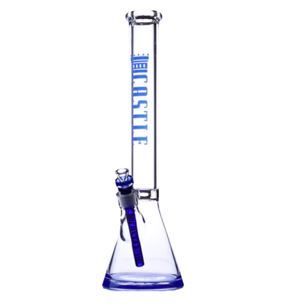 18" 9mm Colour Logo Castle Glass Bong